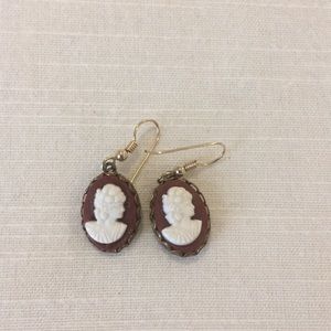Button cameo earrings